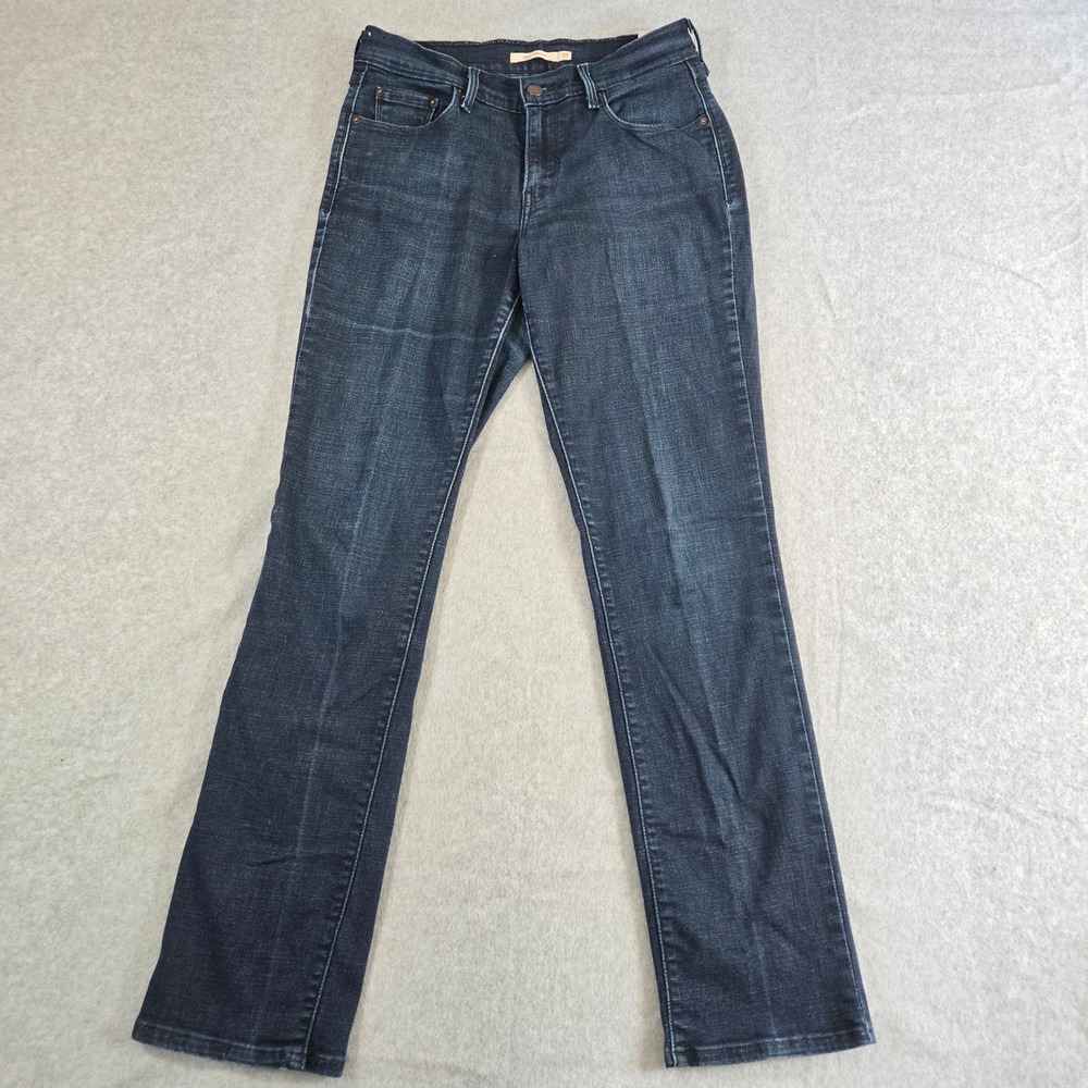 Levis 505 Straight Leg Jeans Dark Wash Denim W27 L32 Womens Mid Rise Indigo